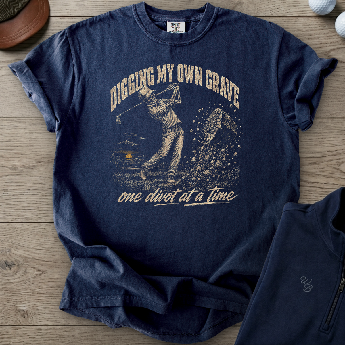 Digging My Own Grave Heavyweight Tee — True Navy t-shirt