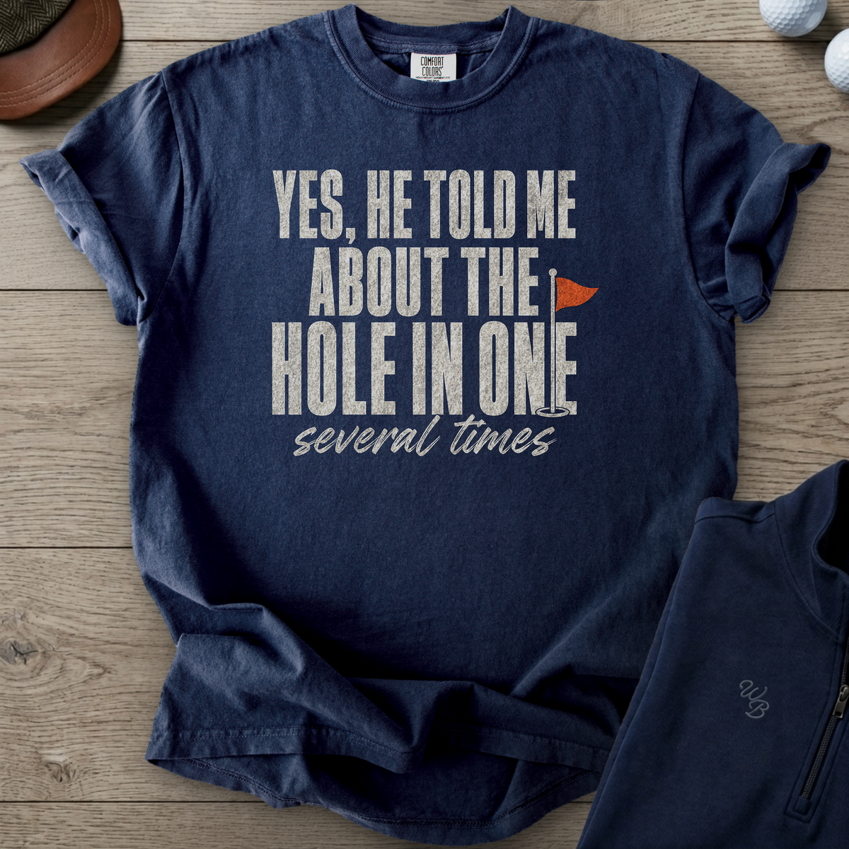 Yes, He Told Me Heavyweight Tee — True Navy t-shirt