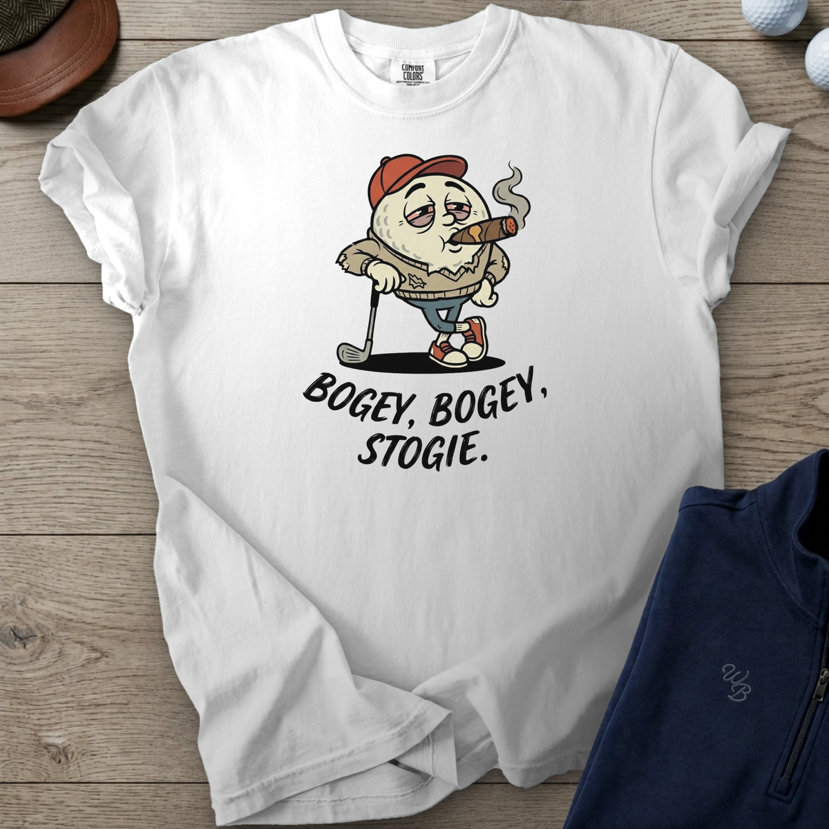 Bogey, Bogey, Stogie Heavyweight Tee — White t-shirt
