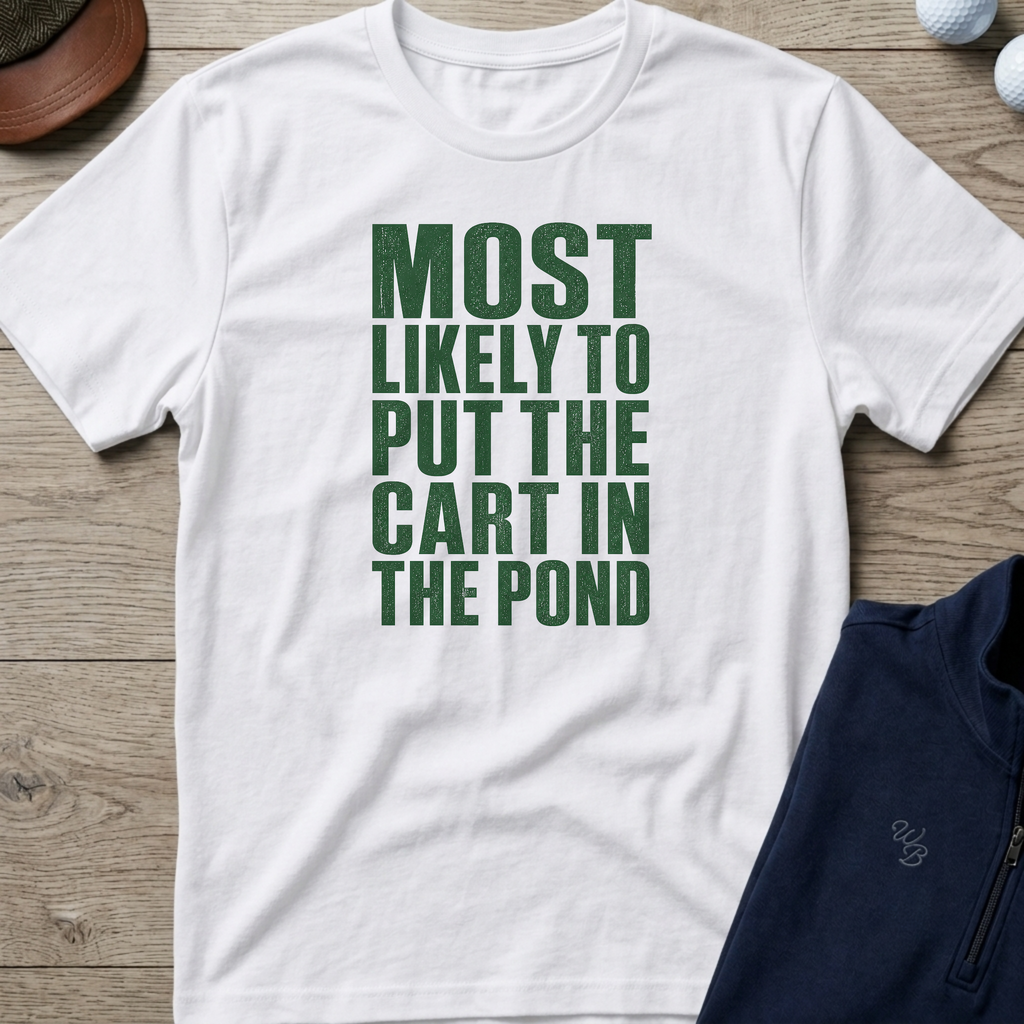 Cart In The Pond — White t-shirt