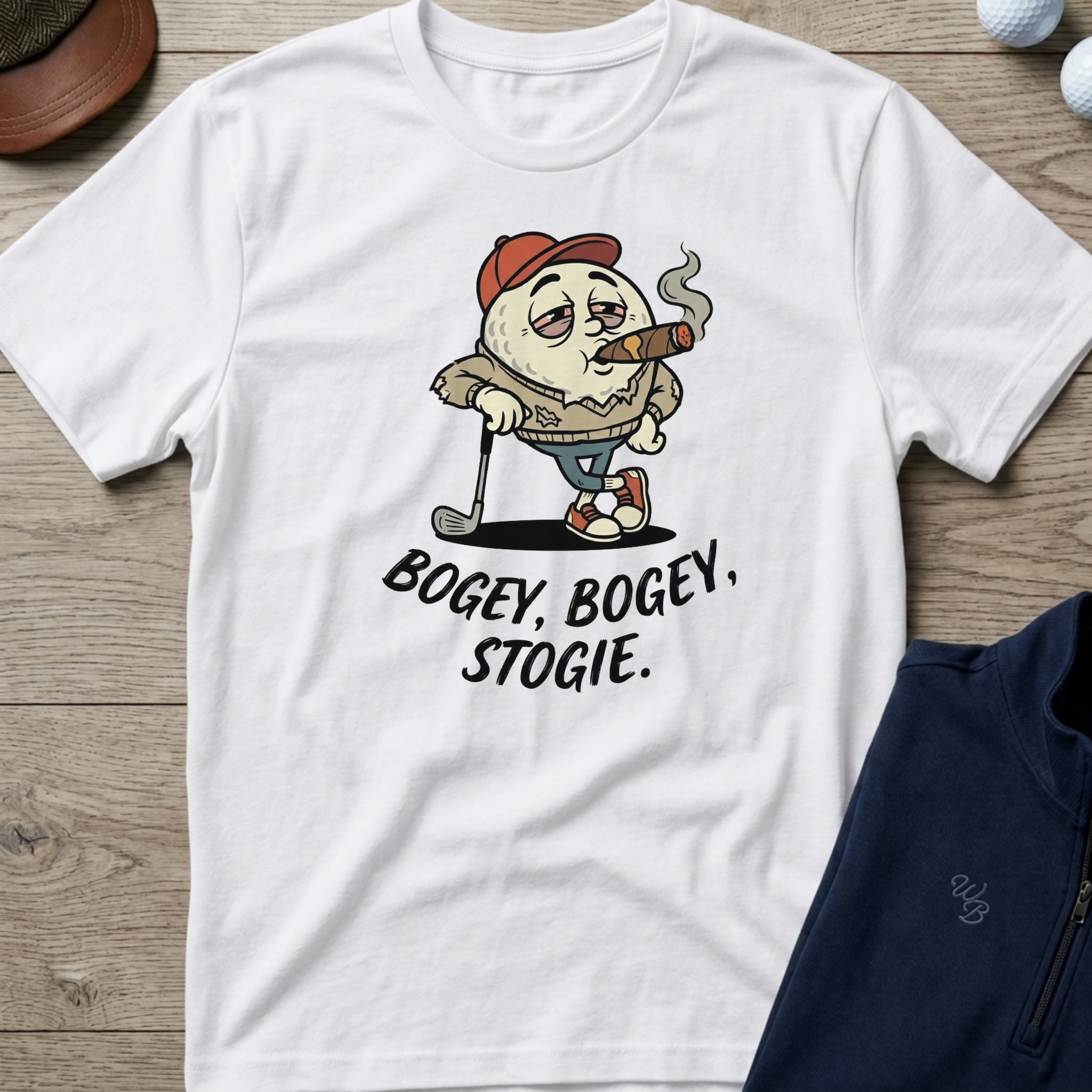 Bogey, Bogey, Stogie — White t-shirt