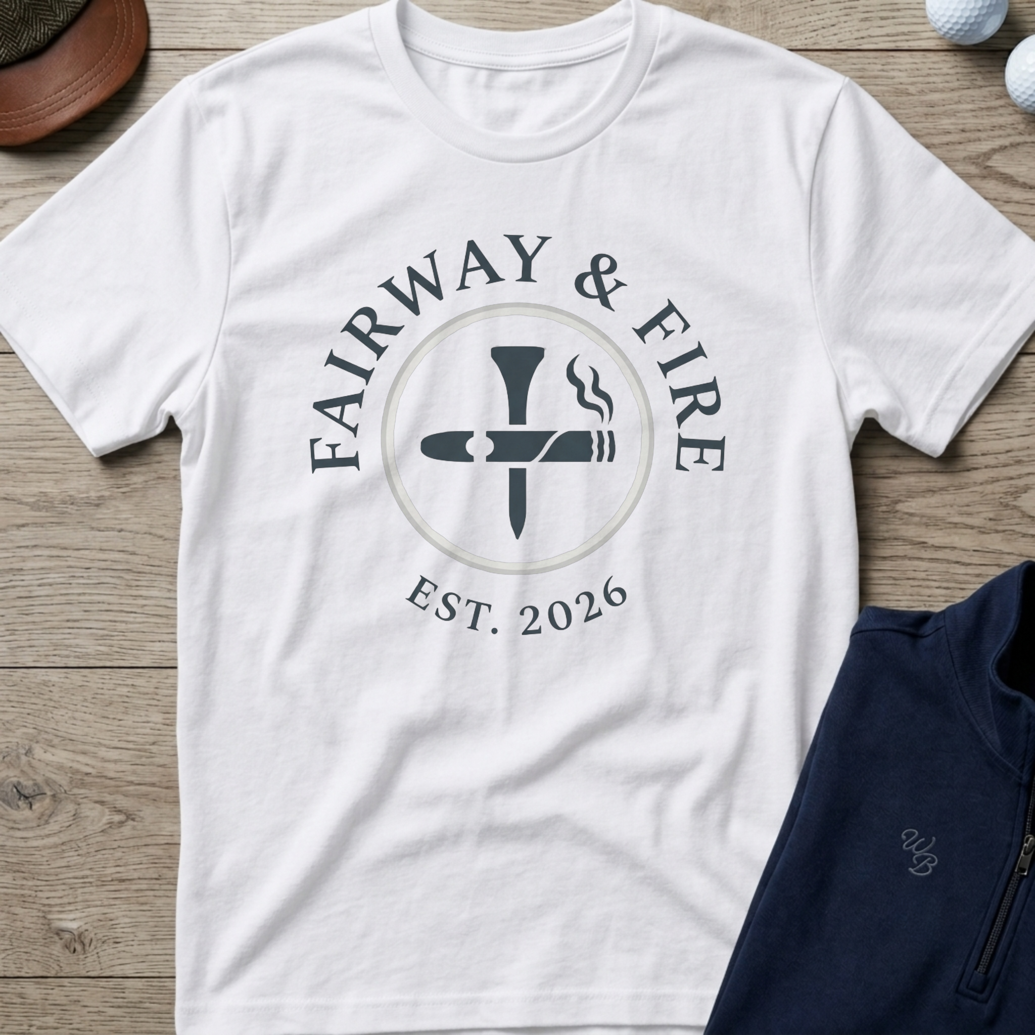 Fairway & Fire — White t-shirt