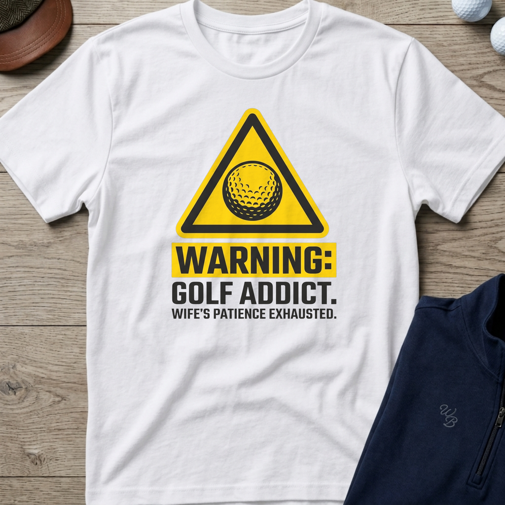 Warning: Golf Addict — White t-shirt