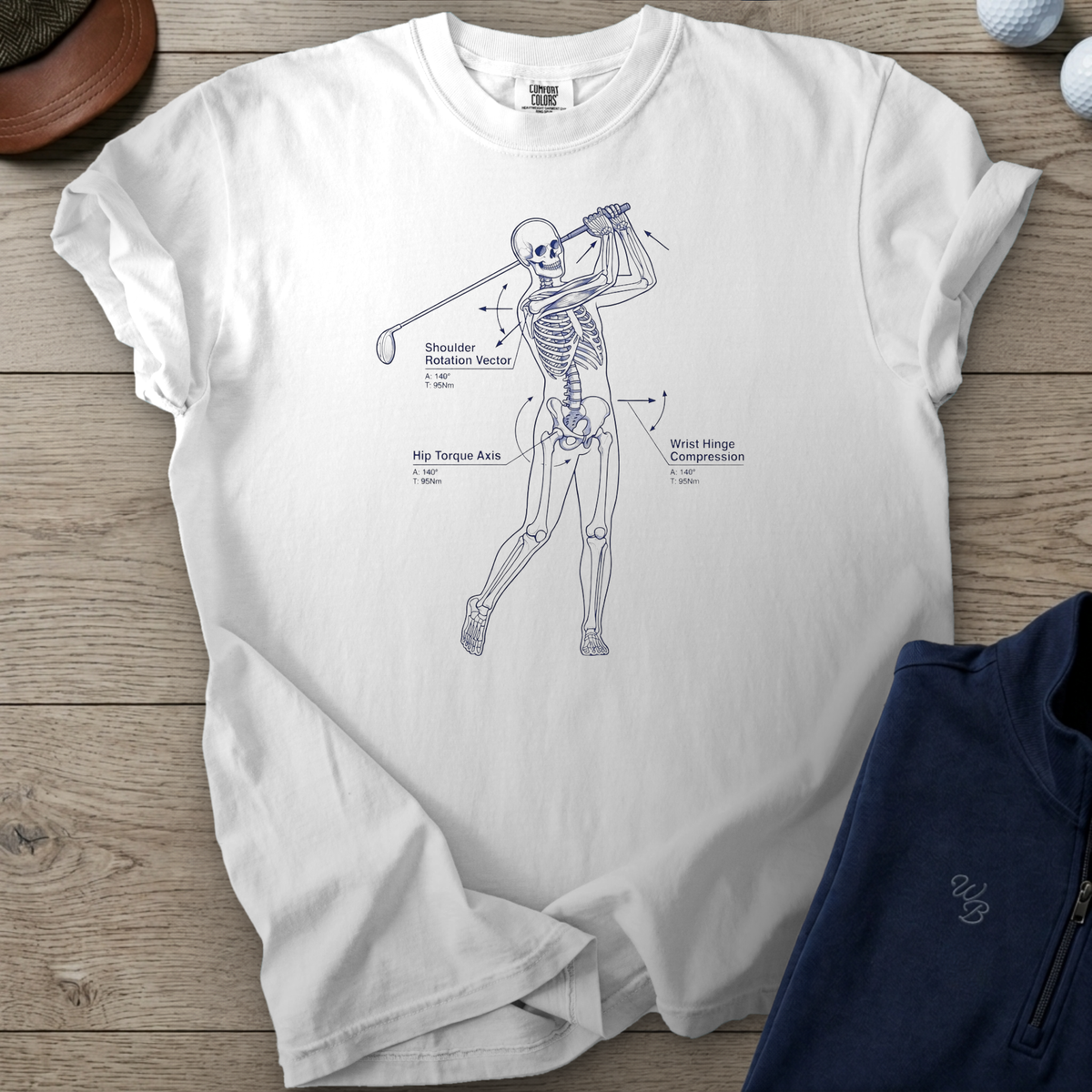 Golf Swing Mechanics Heavyweight Tee — White t-shirt