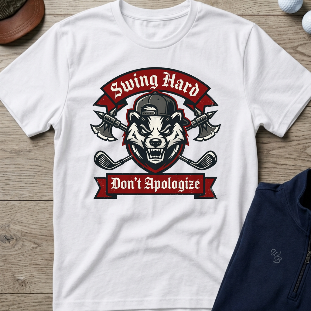 Swing Hard Don't Apologize — White t-shirt